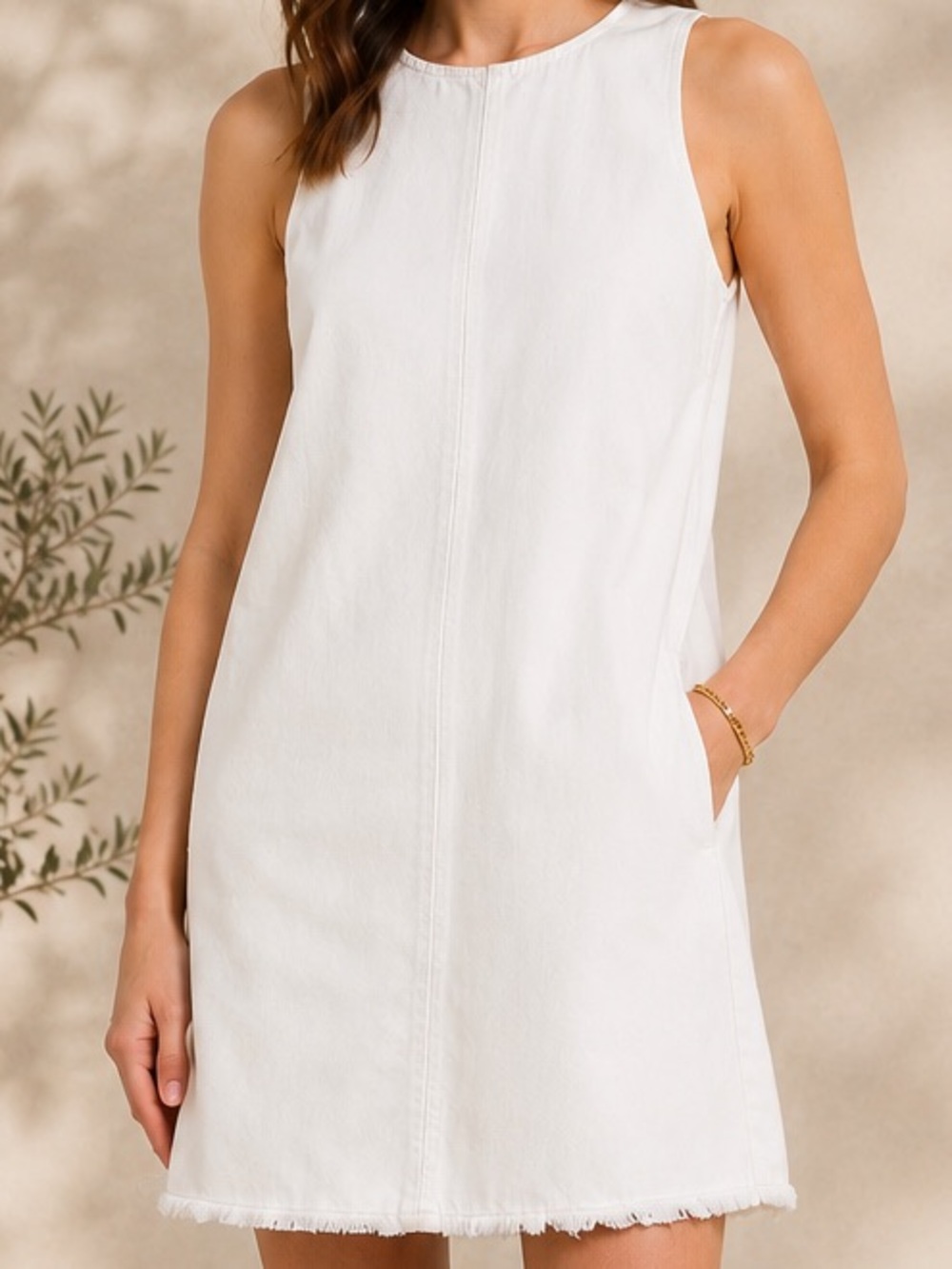 J.Crew White denim Sleeveless Shift Dress Size 6